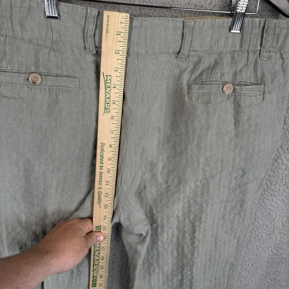 HUGO BOSS Linen Pants Mens 38x30‎ Light Green Flat Front Trousers